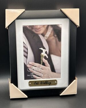 Our Wedding 5x7 Picture Frame - Black & Gold Tabletop Decor - New In Box-Fetco